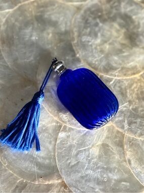Vintage empty Cobalt Blue Glass Tassel perfume Bottle